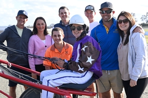 Abbey Vidovich and her entourage on Monday at Pinjarra