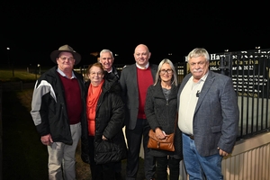 Owen and Ann Murray (left) after having their names drawn out in the Western Jewel racebook competition at Bathurst last night.