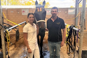 Abbey Vidovich and Kim Prentice with Franco Ecuador after their win